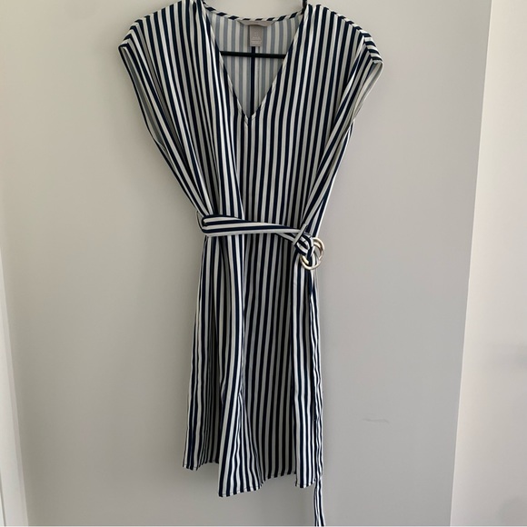 H&M striped dress, navy & white - Picture 1 of 4